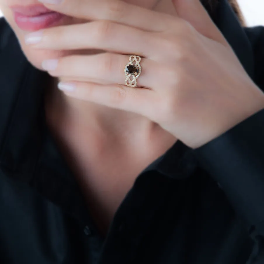 Histoire d'Or Bague Tina Or Jaune Quartz Et Diamant