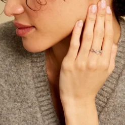 Bague Trait D'union Argent Blanc Oxyde De Zirconium-Histoire d'Or Hot