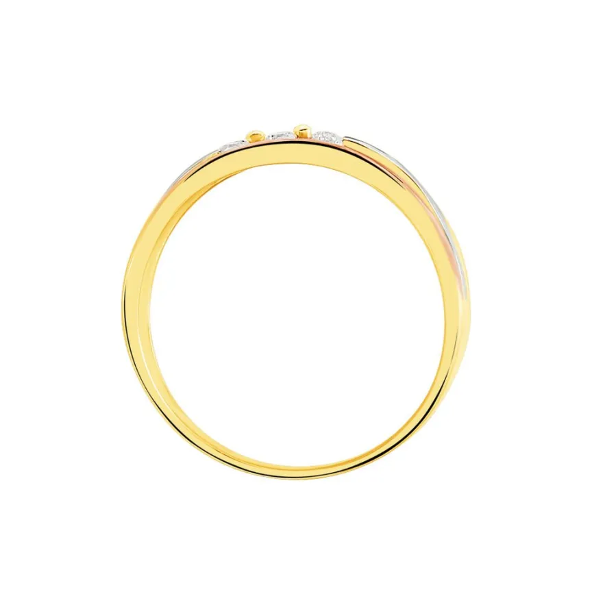 Bague Troyen Or Tricolore Diamant-Histoire d'Or New
