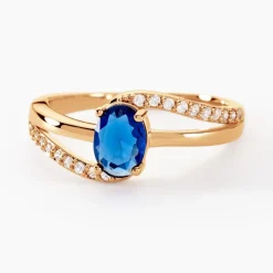 Bague Tyana Plaqué Or Jaune Pierre De Synthese Et Oxyde De Zirconium-Histoire d'Or Discount