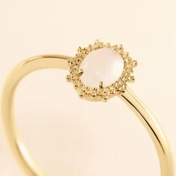 Histoire d'Or Bague Vintage Love Plaqué Or Jaune Pierre De Lune