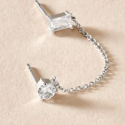 Bijou D'oreille Unitaire Kirstie Argent Blanc Oxyde De Zirconium-Histoire d'Or Discount