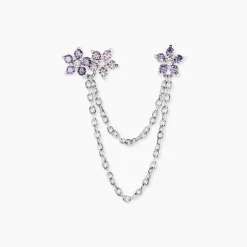 Bijou D'oreille Unitaire Purple Bloom Argent Blanc Oxyde De Zirconium-Histoire d'Or Clearance