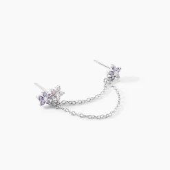 Bijou D'oreille Unitaire Purple Bloom Argent Blanc Oxyde De Zirconium-Histoire d'Or Clearance