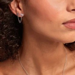 Bijou D'oreille Unitaire Purple Bloom Argent Blanc Oxyde De Zirconium-Histoire d'Or Clearance