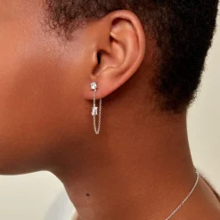 Bijoux D'oreilles Kerrie Argent Blanc Oxyde De Zirconium-Histoire d'Or Sale