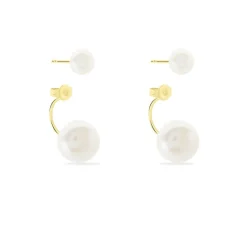Bijoux D'oreilles Metisse Or Jaune Perle De Culture-Histoire d'Or Online