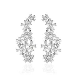 Bijoux D'oreilles Midnight Flower Argent Blanc Oxyde De Zirconium-Histoire d'Or Online
