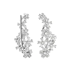 Bijoux D'oreilles Midnight Flower Argent Blanc Oxyde De Zirconium-Histoire d'Or Online