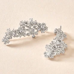 Bijoux D'oreilles Midnight Flower Argent Blanc Oxyde De Zirconium-Histoire d'Or Online