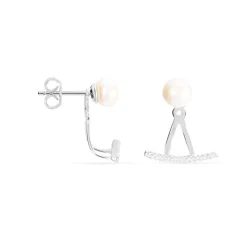 Bijoux D'oreilles Sylviane Argent Blanc Perle De Culture Et Oxyde-Histoire d'Or Discount