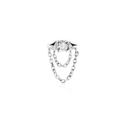 Boucle D'oreille Puce Unitaire Duane Argent Blanc Oxyde De Zirconium-Histoire d'Or Online