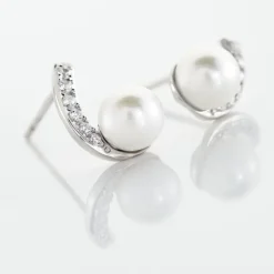 Boucles D'oreilles Angel Or Blanc Perle De Culture Oxyde Oxyde-Histoire d'Or Clearance
