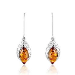 Boucles D'oreilles Argent Blanc Enya Ambre-Histoire d'Or