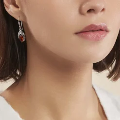 Boucles D'oreilles Argent Blanc Enya Ambre-Histoire d'Or
