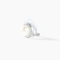Boucles D'oreilles Clips Argent Blanc Valerio Perles Oxydes-Histoire d'Or Clearance