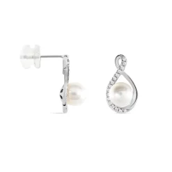Boucles D'oreilles Davy Or Blanc Perle De Culture Oxyde-Histoire d'Or Best