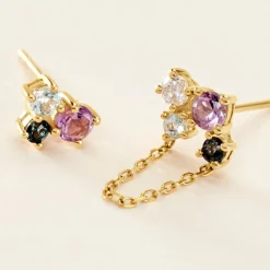 Boucles D'oreilles Dépareillées Printemps Précieux Or Jaune Améthyste-Histoire d'Or Discount