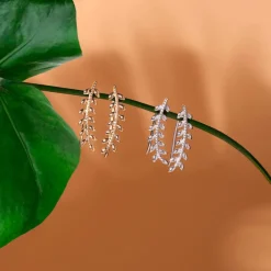 Boucles D'oreilles Grimpantes Folia Argent Blanc-Histoire d'Or Best