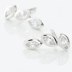 Boucles D'oreilles Grimpantes Elohane Argent Blanc Oxyde De Zirconium-Histoire d'Or Online