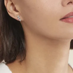 Boucles D'oreilles Grimpantes Elohane Argent Blanc Oxyde De Zirconium-Histoire d'Or Online