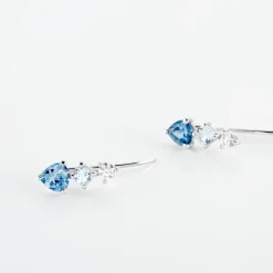 Boucles D'oreilles Lauressa Or Blanc Topaze Bleu Oxyde-Histoire d'Or Clearance