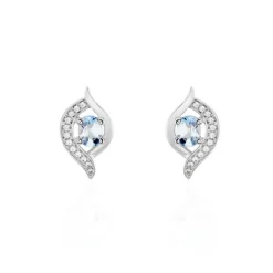 Boucles D'oreilles Lydia Or Blanc Topaze Oxyde-Histoire d'Or New