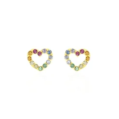 Boucles D'oreilles Or Jaune Ernesta C艙ur Oxydes-Histoire d'Or New
