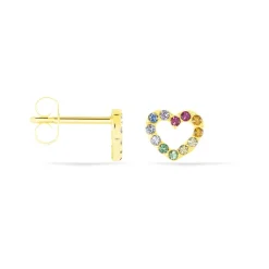 Boucles D'oreilles Or Jaune Ernesta C艙ur Oxydes-Histoire d'Or New