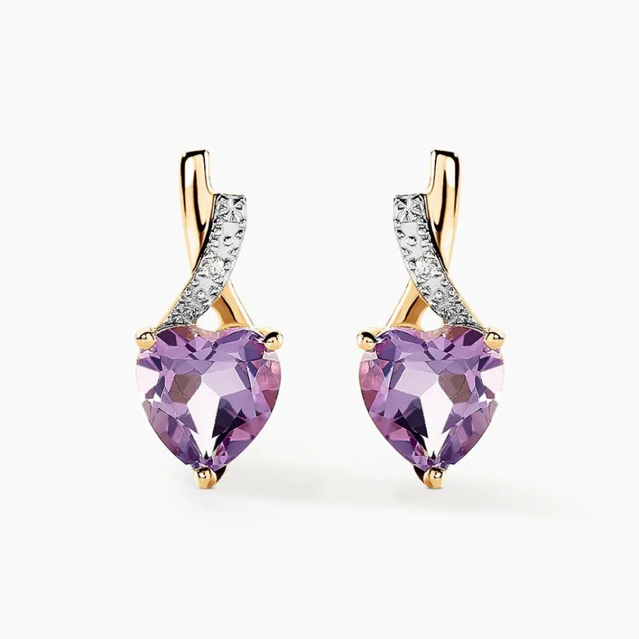 Histoire d'Or Boucles D'oreilles Or Jaune Clothilde Amethystes Oxydes