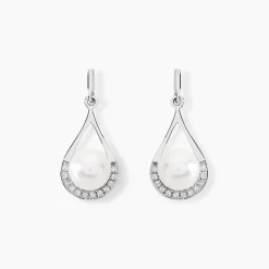 Boucles D'oreilles Patricia Or Blanc Perle De Culture Oxyde-Histoire d'Or Best