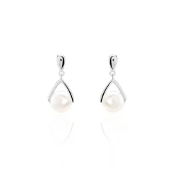 Boucles D'oreilles Pendantes Adelina Argent Blanc Perle De Culture-Histoire d'Or Discount