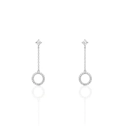 Boucles D'oreilles Pendantes Lim Or Blanc Oxyde De Zirconium-Histoire d'Or Best