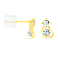 Boucles D'oreilles Pendantes Ludyvine Or Jaune Oxyde De Zirconium-Histoire d'Or Sale