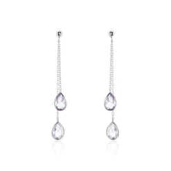 Histoire d'Or Boucles D'oreilles Pendantes Djime Or Blanc Amethyste