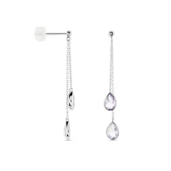 Histoire d'Or Boucles D'oreilles Pendantes Djime Or Blanc Amethyste