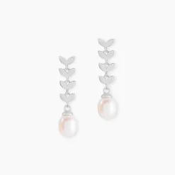 Boucles D'oreilles Pendantes Giacobbe Argent Blanc Perle De Culture-Histoire d'Or Discount