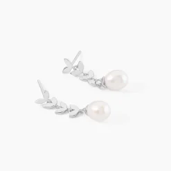 Boucles D'oreilles Pendantes Giacobbe Argent Blanc Perle De Culture-Histoire d'Or Discount