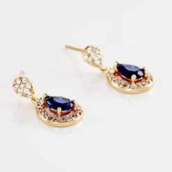 Histoire d'Or Boucles D'oreilles Pendantes Brigita Plaqué Or Pierre De Synthese