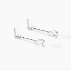 Boucles D'oreilles Pendantes Goutte Or Blanc Oxyde De Zirconium-Histoire d'Or Hot
