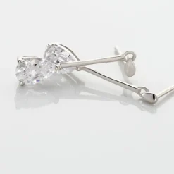 Boucles D'oreilles Pendantes Goutte Or Blanc Oxyde De Zirconium-Histoire d'Or Hot