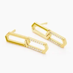 Boucles D'oreilles Pendantes Infini Pop Argent Jaune Oxyde Zirconium-Histoire d'Or Discount