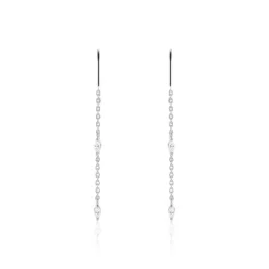 Boucles D'oreilles Pendantes Garsha Argent Blanc Oxyde De Zirconium-Histoire d'Or Best