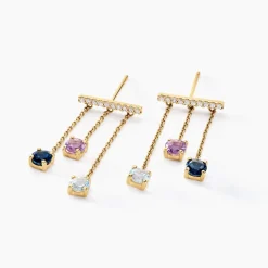 Boucles D'oreilles Pendantes Universe Or Jaune Topaze Améthyste-Histoire d'Or Sale