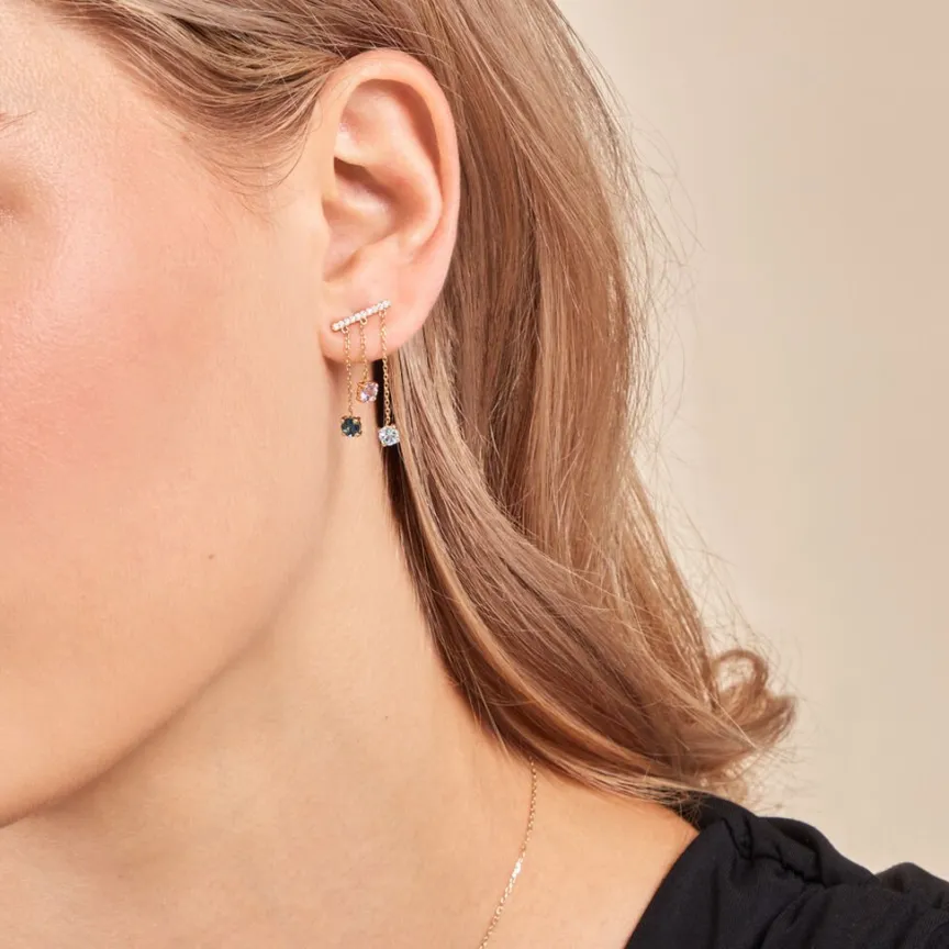 Boucles D'oreilles Pendantes Universe Or Jaune Topaze Améthyste-Histoire d'Or Sale