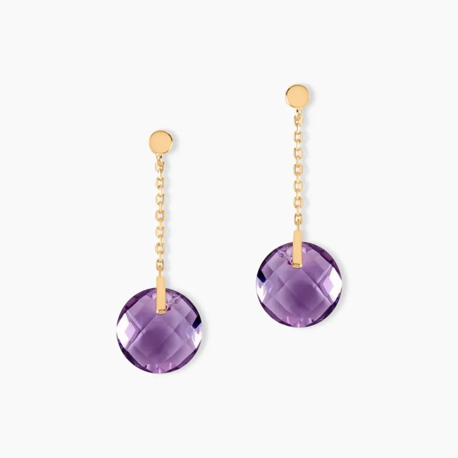 Histoire d'Or Boucles D'oreilles Pendantes Ludmille Or Jaune Amethyste