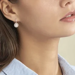 Boucles D'oreilles Pendantes Olivia Argent Rose Perle Culture Oxyde-Histoire d'Or New