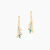 Boucles D'Oreilles Pendantes Usha Or Jaune Emeraude-Histoire d'Or