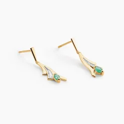 Boucles D'Oreilles Pendantes Usha Or Jaune Emeraude-Histoire d'Or