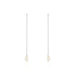 Boucles D'oreilles Pendantes Garance Argent Blanc Perle De Culture-Histoire d'Or Sale